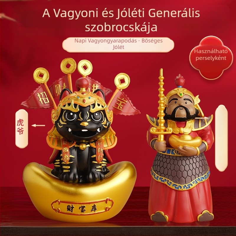 Zhao Gongming – A Vagyon Istene Tigris Lovasával, asztali díszfigura és persely