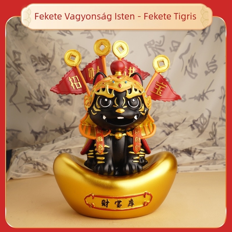 Zhao Gongming – A Vagyon Istene Tigris Lovasával, asztali díszfigura és persely