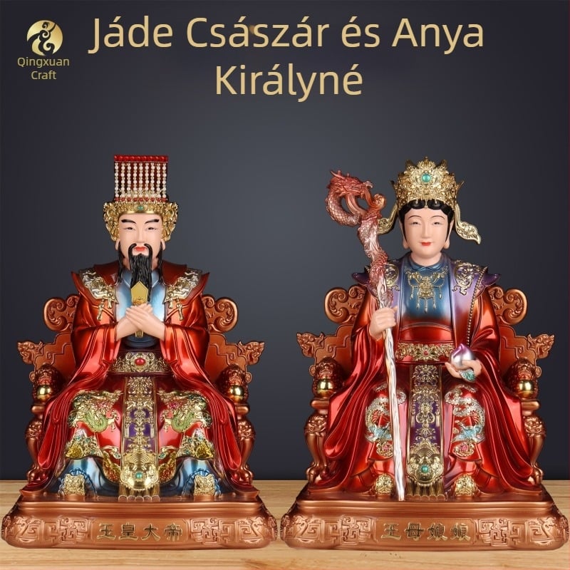 Jáde császár és Királyanya otthoni oltárhoz – gyantából készült buddhista figurák