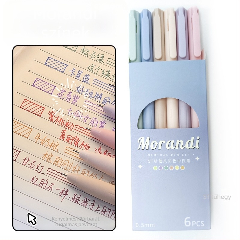 Morandi színű gél tollak készlet, 0,5 mm heggel, gördülékeny írás, diákoknak