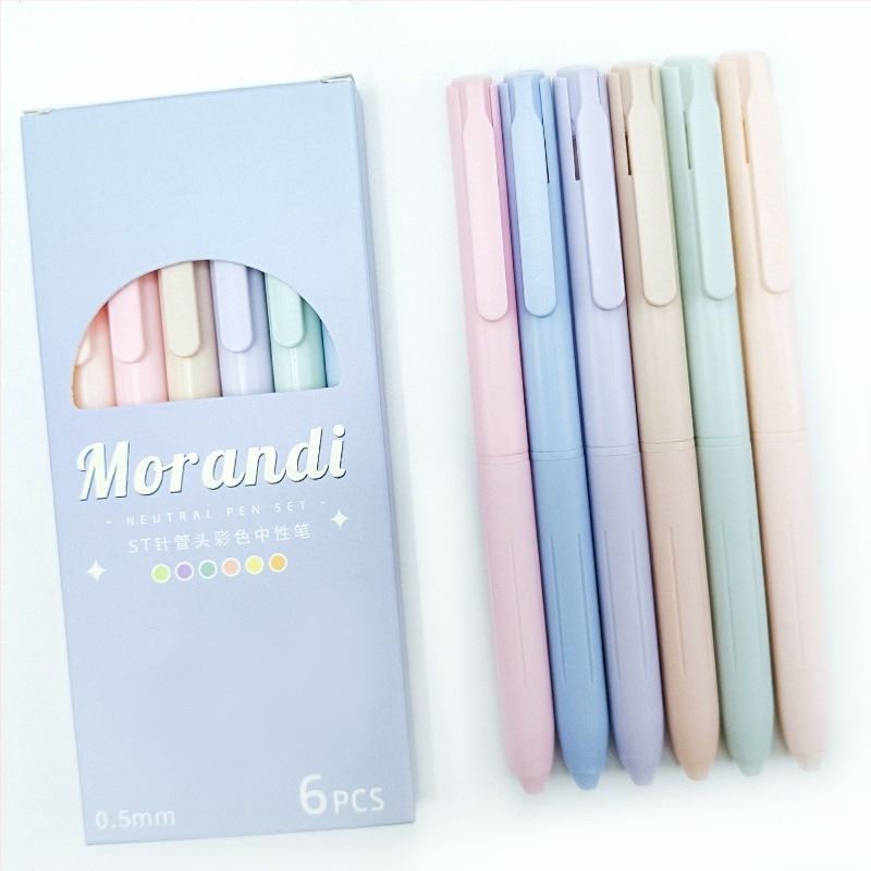 Morandi színű gél tollak készlet, 0,5 mm heggel, gördülékeny írás, diákoknak