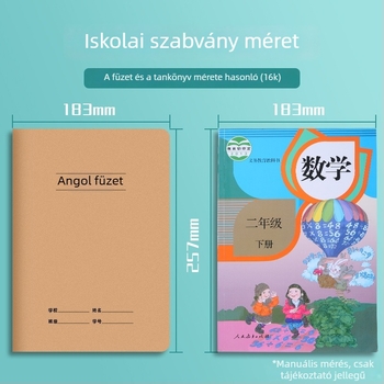 Angol házi feladatfüzet 3-6. osztály, 16K, nagy méret, A5, marhabőrből készült borító, vastagított kiadás