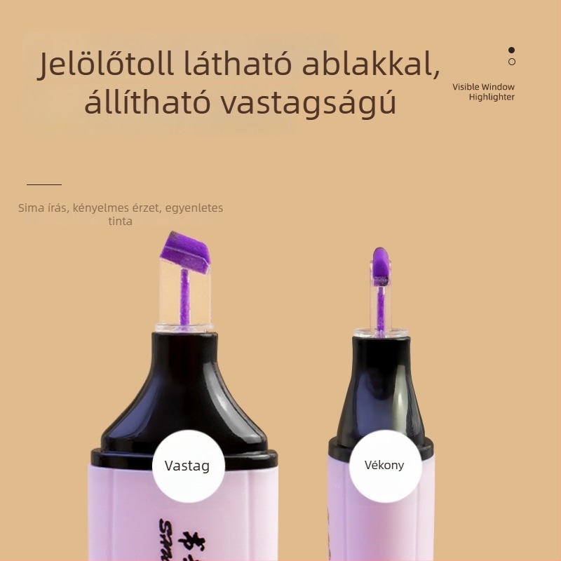 Kristályhegyű kiemelő toll átlátszó végével, 6 színű fluoreszkáló készlet diákoknak
