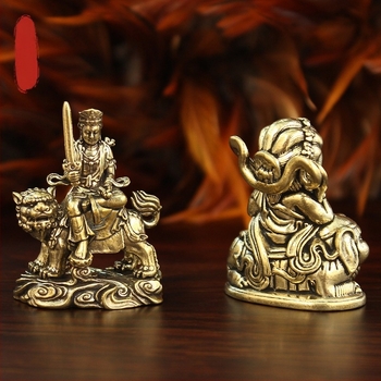 Új sárgaréz Bodhisattva Manjushri és Samantabhadra pár – Buddha szobrok bejárati előcsarnokhoz, kínai stílusú oltár dekoráció