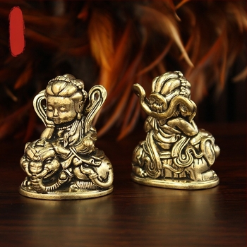 Új sárgaréz Bodhisattva Manjushri és Samantabhadra pár – Buddha szobrok bejárati előcsarnokhoz, kínai stílusú oltár dekoráció