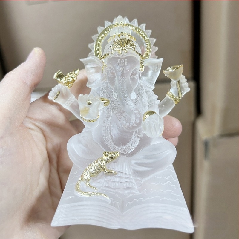 Műgyanta Buddha-elefánt istenfigurája otthoni dekorációhoz, Délkelet-ázsiai ihletés