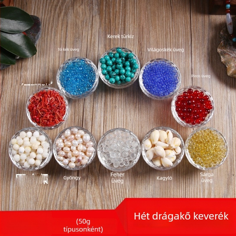 Hét kincses drágakő buddhista készlet, gyöngy dísz a mandala tálhoz, agat kiválasztás