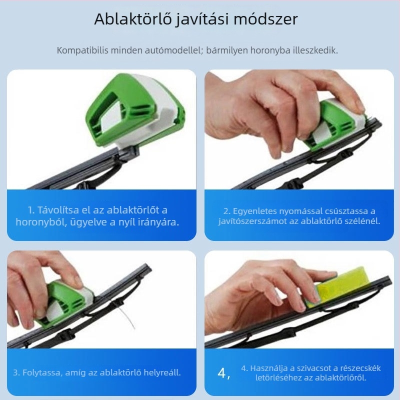 Autó szélvédő ablaktörlő javító eszköz, gumiszalag felújító és tisztító/ vágó eszköz a gumicsíkokhoz