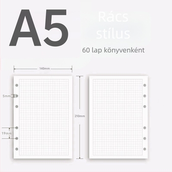 A5-ös 6 lyukas refill belső oldalak, vonalas, vastagabb lapok, 60 lap