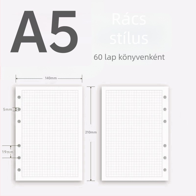 A5-ös 6 lyukas refill belső oldalak, vonalas, vastagabb lapok, 60 lap