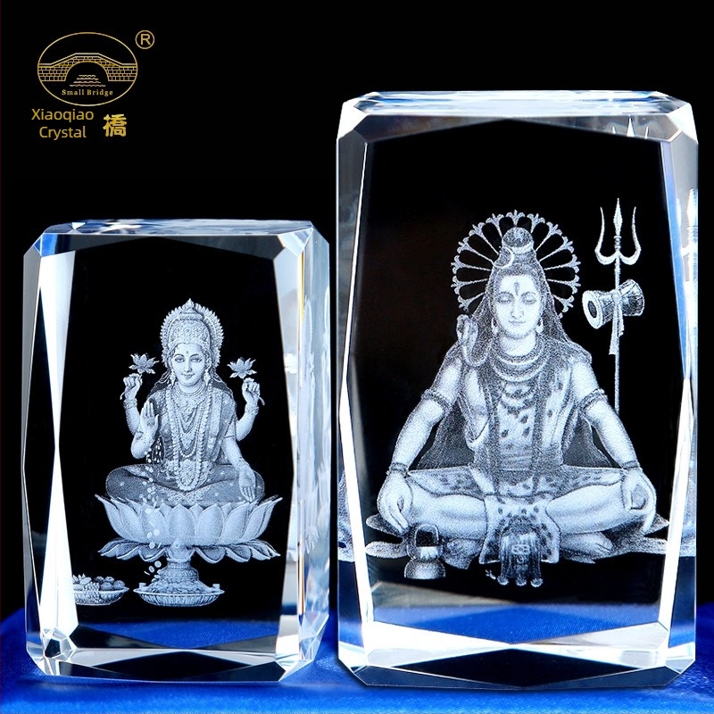 Indiai Shiva és Durga kristályszobor – belső faragású dekoratív szobor