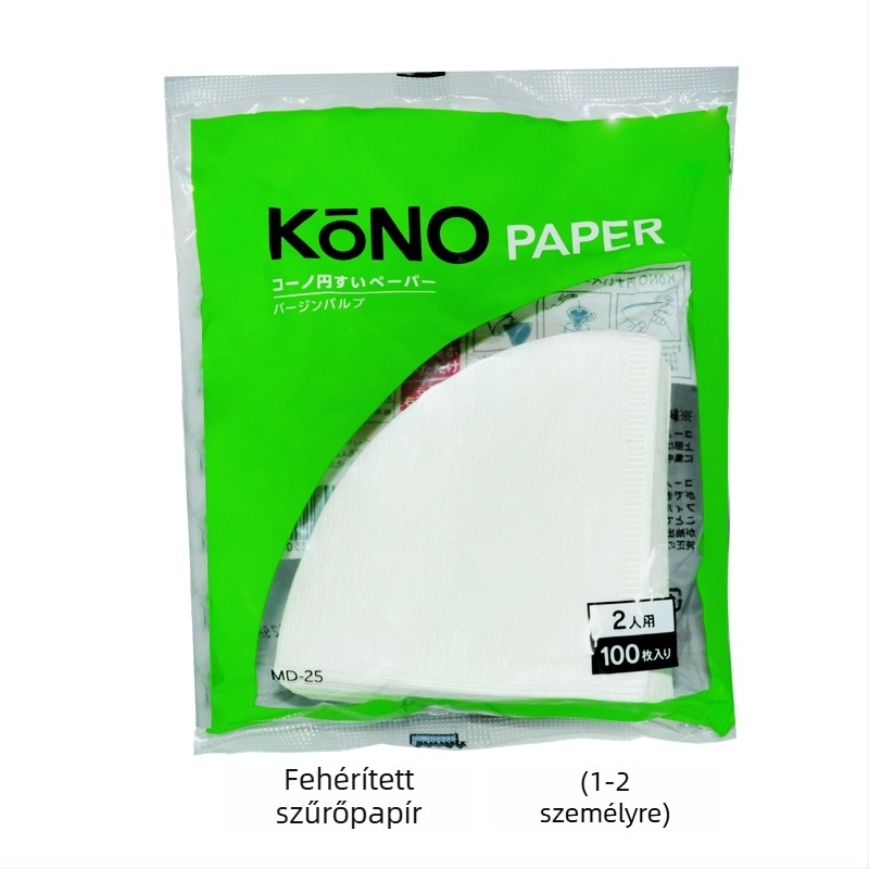 Kono V60 kézzel készített kávéfilterpapír, konikus formájú, fa cellulózból, 40 vagy 100 lap