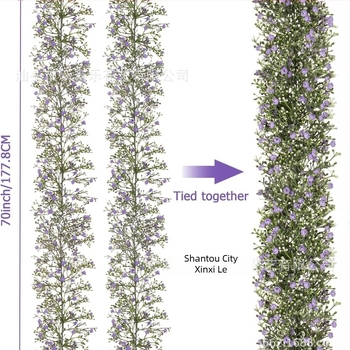 Mesterséges Baby's Breath virágok és zöld indák virágcsokor beltéri nappali dekorációhoz, magasság 100–200 cm