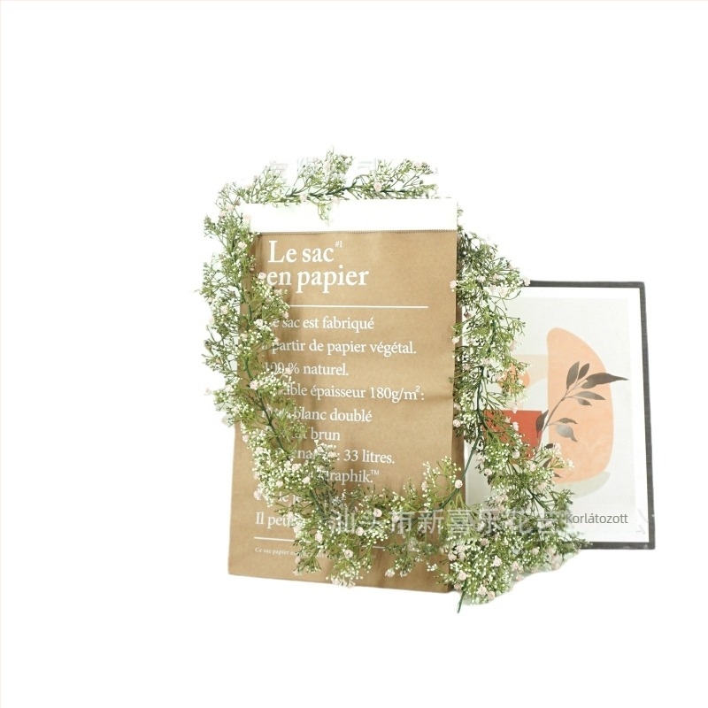 Mesterséges Baby's Breath virágok és zöld indák virágcsokor beltéri nappali dekorációhoz, magasság 100–200 cm