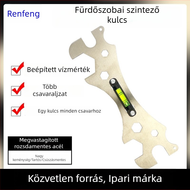 Zuhanyfej szintező hex kulccsal, vastagított görbült lábú csavar, rozsdamentes acél, fürdőszobai szerelési kiegészítők