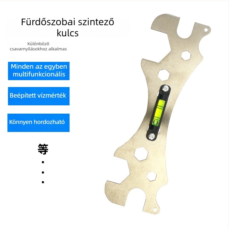 Zuhanyfej szintező hex kulccsal, vastagított görbült lábú csavar, rozsdamentes acél, fürdőszobai szerelési kiegészítők