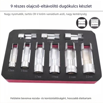 9 részes üzemanyagcső szétszerelő készlet oxigén szenzor kulccsal, üzemanyagcső javító készlet