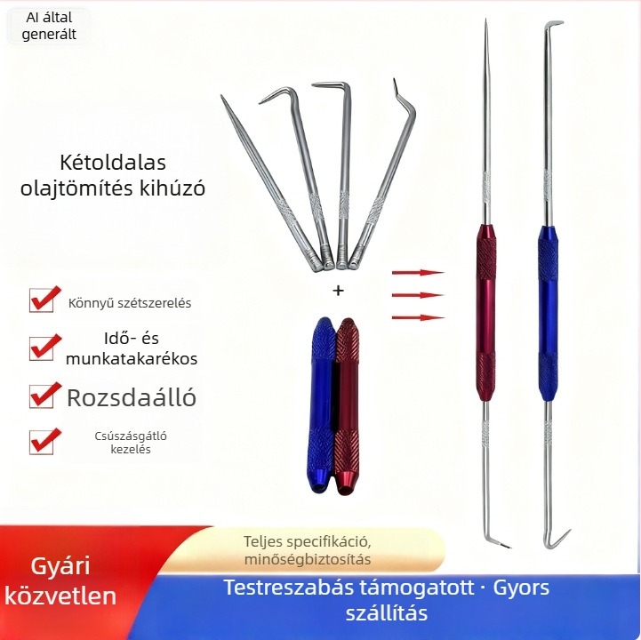 Két végű olajtömítő vezető, levehető olajtömítő horog, levehető autójavító eszközkészlet, autóhoz való emelőhorgos eszköz