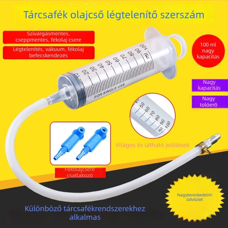 Elektromos motorkerékpár tárcsaféke karbantartó készlet: fékfolyadék töltő-szívó, olajcső és levegőztető pumpa