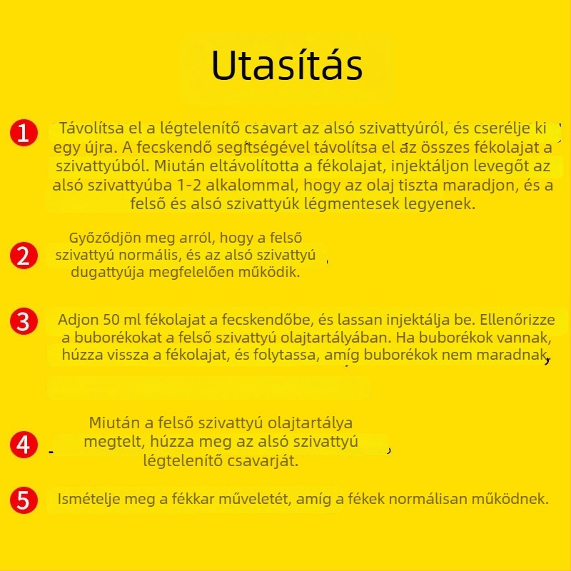 Elektromos motorkerékpár tárcsaféke karbantartó készlet: fékfolyadék töltő-szívó, olajcső és levegőztető pumpa
