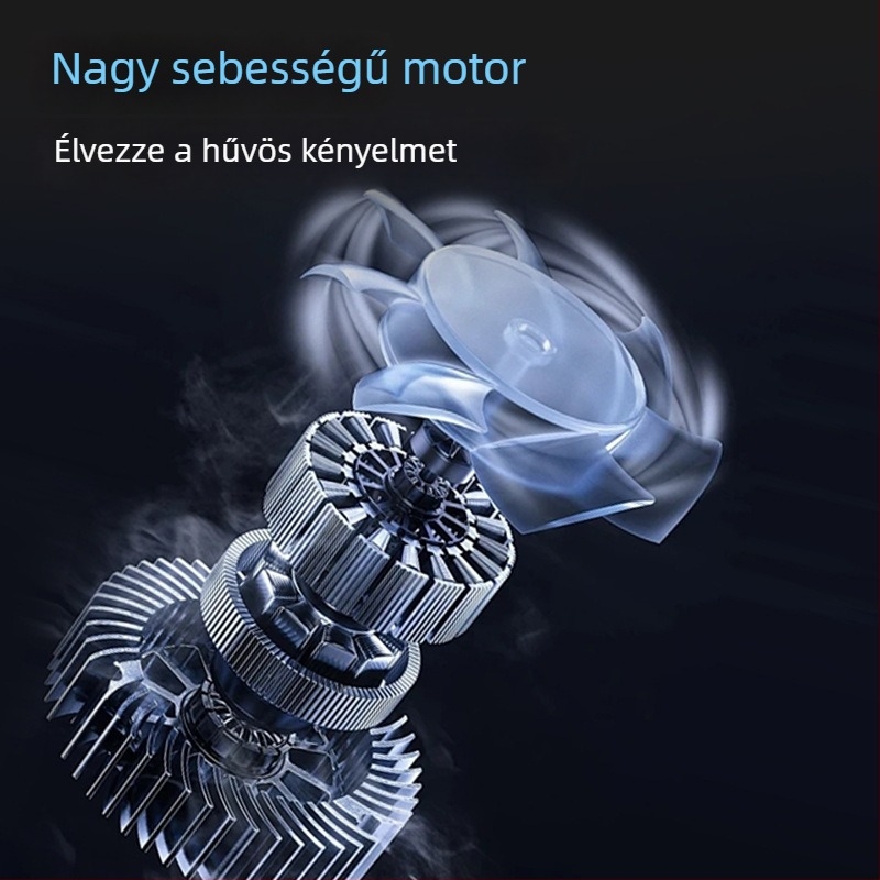 Derékon viselhető hordozható ventilátor beépített akkumulátorral, USB tápegység, 3 sebességfokozat, 5 lapát, brushless motor