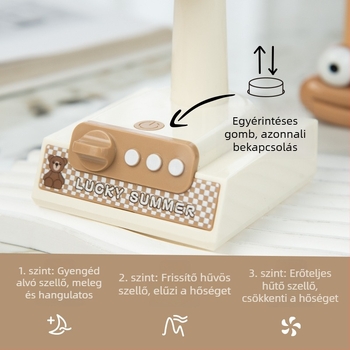 USB-töltéses asztali mini ventilátor, 3-lapátos kialakítás, hordozható retro stílus