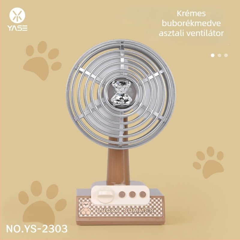 USB-töltéses asztali mini ventilátor, 3-lapátos kialakítás, hordozható retro stílus
