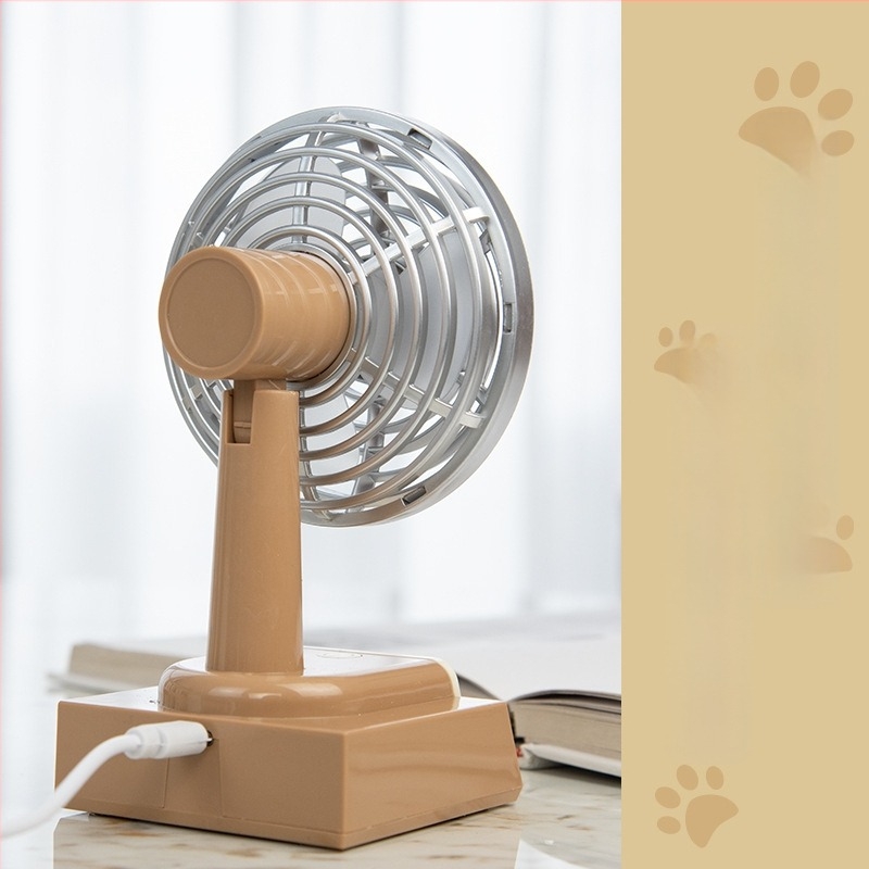 USB-töltéses asztali mini ventilátor, 3-lapátos kialakítás, hordozható retro stílus