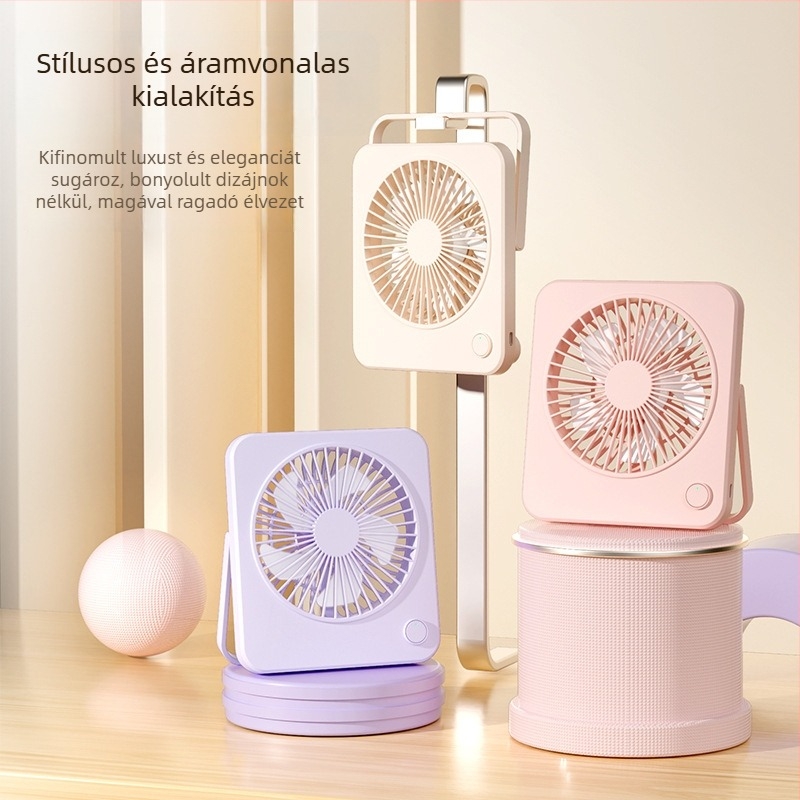 Ultra-vékony USB tölthető asztali ventilátor beépített akkumulátorral, falra szerelhető, csendes működés, digitális kijelző, 5 sebesség