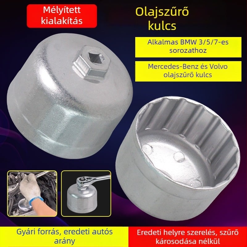 Fedél típusú olajszűrő kulcs, Ø86,6 mm, 16 fogazat, Mercedes-Benz és Volvo