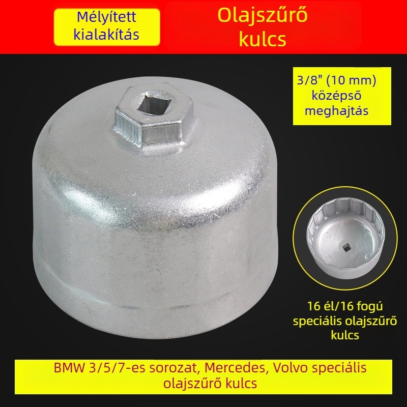 Fedél típusú olajszűrő kulcs, Ø86,6 mm, 16 fogazat, Mercedes-Benz és Volvo