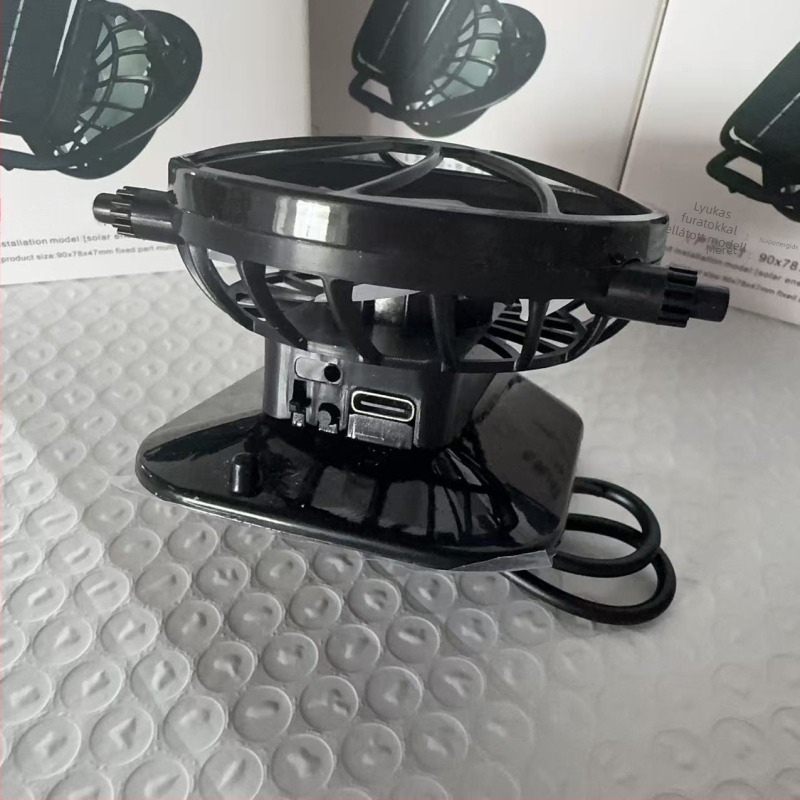 Napelemes klipsz ventilátor, hordozható DC mikroventilátor beépített akkumulátorral, USB töltés, 3 üzemmód, 90 g, 6 lapát