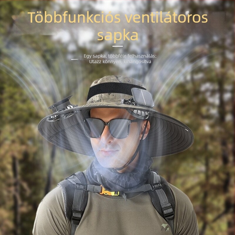 Napelemes klipsz ventilátor, hordozható DC mikroventilátor beépített akkumulátorral, USB töltés, 3 üzemmód, 90 g, 6 lapát