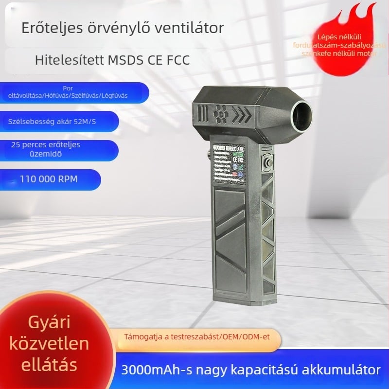 Kézi, nagy sebességű kültéri mini turbina ventilátor beépített akkumulátorral