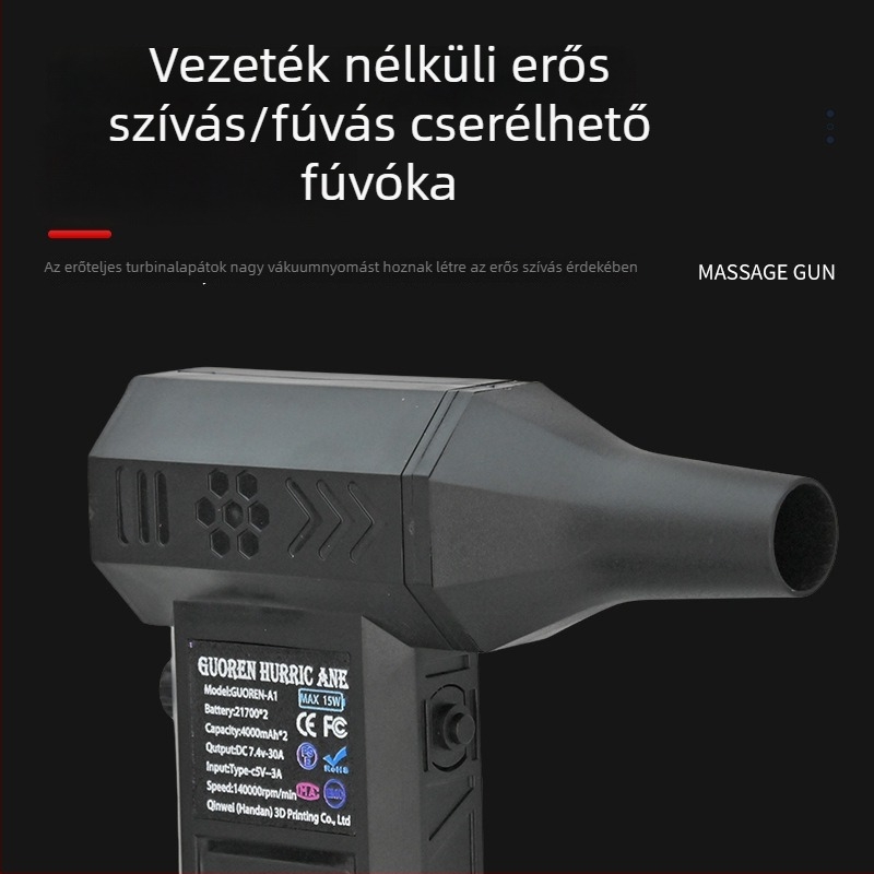 Kézi, nagy sebességű kültéri mini turbina ventilátor beépített akkumulátorral