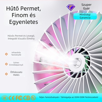 Asztali ventilátor oszcillációval, beépített permetezővel, USB-töltés, hosszú üzemidő, otthonra és irodába