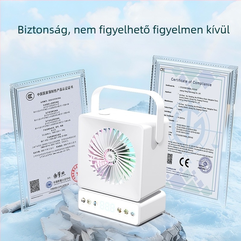 Asztali ventilátor oszcillációval, beépített permetezővel, USB-töltés, hosszú üzemidő, otthonra és irodába