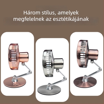 Fém asztali ventilátor, összecsukható, USB-töltővel feltölthető, csendes, irodai használatra