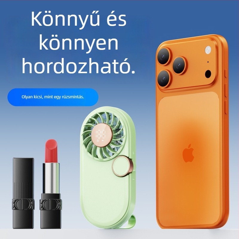 USB töltésű nyak- és kézi ventilátor, kompakt ajándék ventilátor logóval