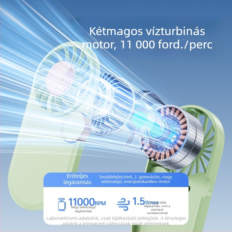 USB töltésű nyak- és kézi ventilátor, kompakt ajándék ventilátor logóval