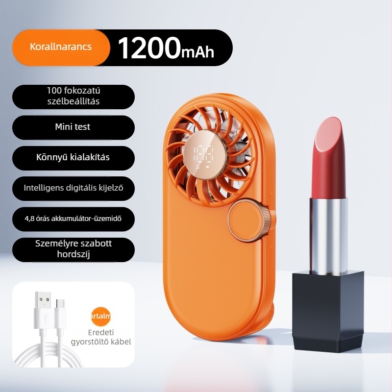 USB töltésű nyak- és kézi ventilátor, kompakt ajándék ventilátor logóval