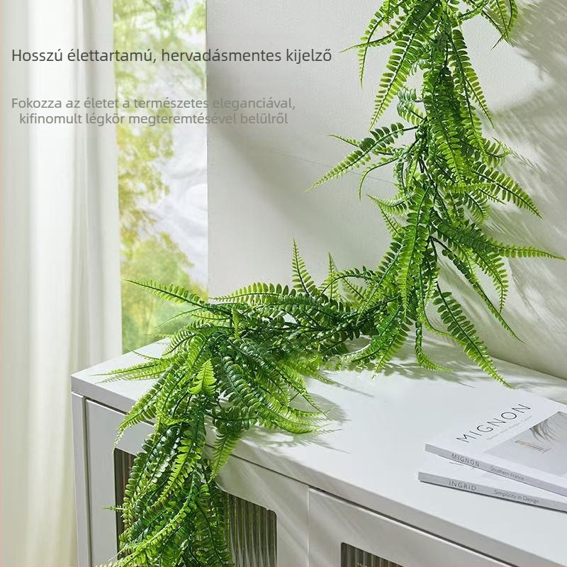 Függő perzsa rattan virágvessző – mesterséges zöld növény a mennyezetre és falra, körülbelül 180 cm hosszú