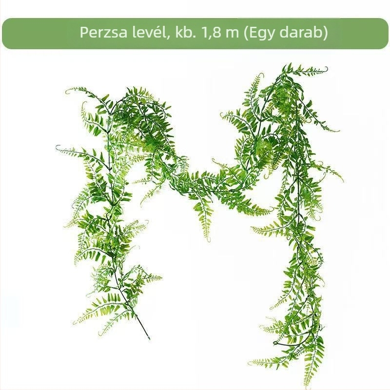 Függő perzsa rattan virágvessző – mesterséges zöld növény a mennyezetre és falra, körülbelül 180 cm hosszú