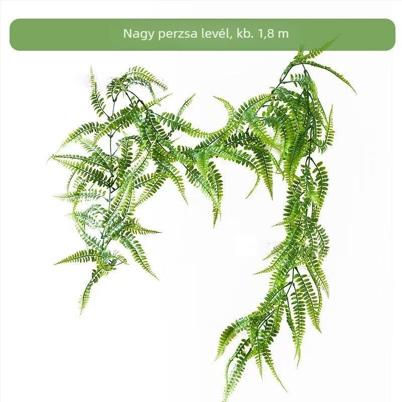 Függő perzsa rattan virágvessző – mesterséges zöld növény a mennyezetre és falra, körülbelül 180 cm hosszú