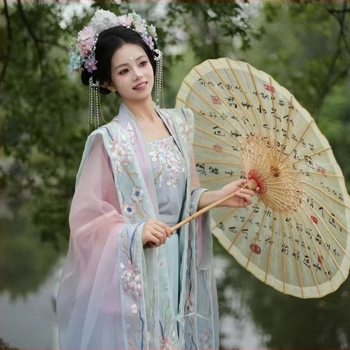Song-dinasztia-stílusú Hanfu nőknek – széles ujjú felső és derékig érő szoknya, kínai stílusú ősi kosztüm mindennapi tavaszra