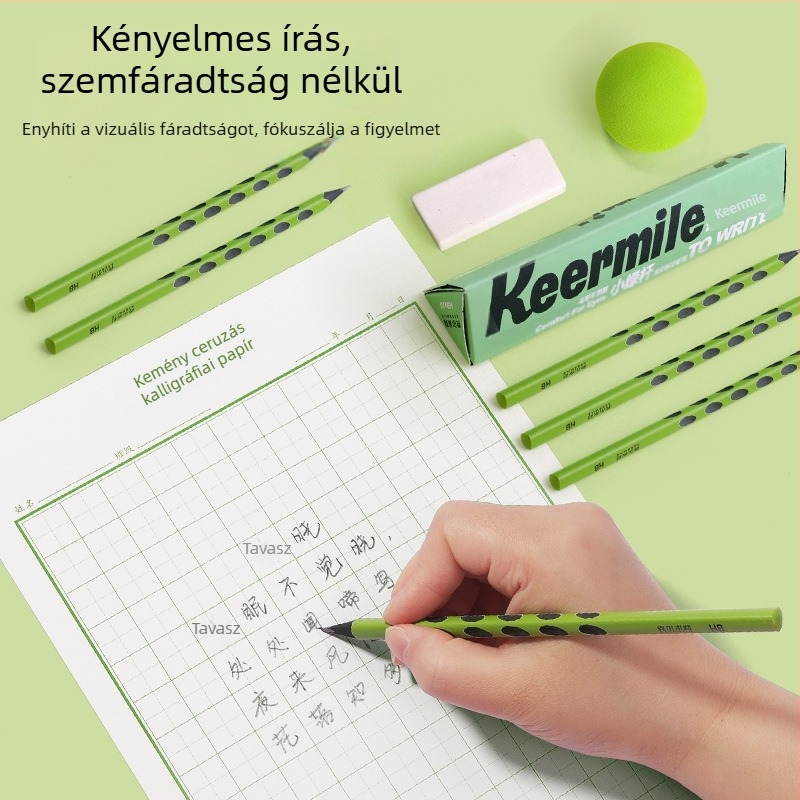 Kermiller HB ceruza háromszög alakú fogással a jobb íráskészségért és vázlatokhoz, szemvédő dizájn