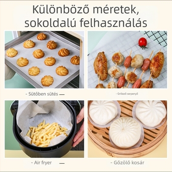 Sütőpapír szilikon bevonattal, sütőhöz és légsütőhöz, zsírelnyelő papír, alumíniumfólia, tepsi papír, élelmiszerpapír, vastag