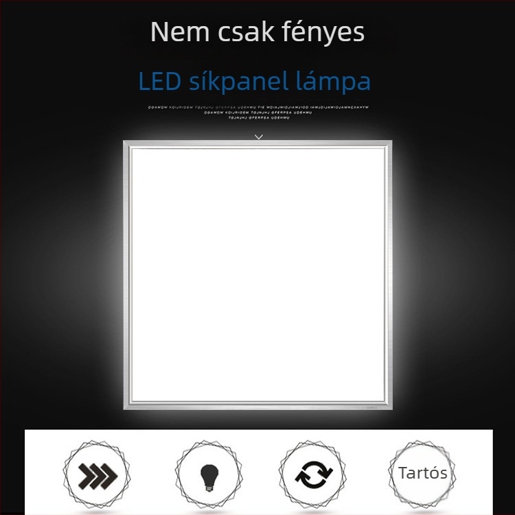 LED 600x600 síkpanel mennyezeti világítótest, beépített mennyezethez, kompatibil gipszkarton és ásványgyapot panellel