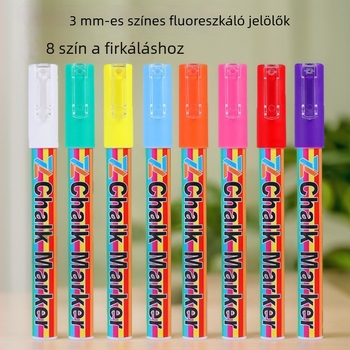 Kétoldalas folyékony krétás grafitt marker készlet, 8 szín, törölhető, rajzoláshoz és naplóíráshoz