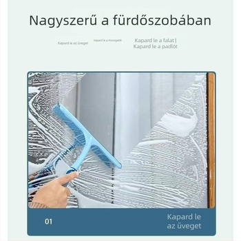 Szilikon üvegtisztító, egyoldalas tisztító eszköz fürdőszobai üveg- és tükrökhöz